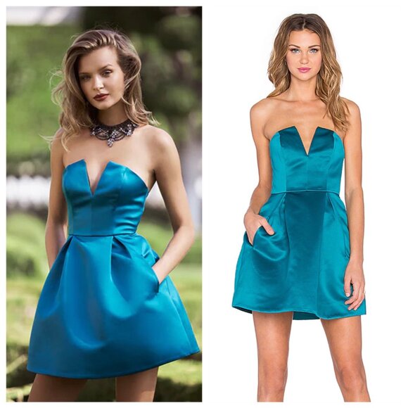 NBD Friction Mini Cocktail Strapless Dress in Teal, size Medium - Picture 16 of 16